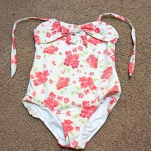Girls swimming suit with flowers.